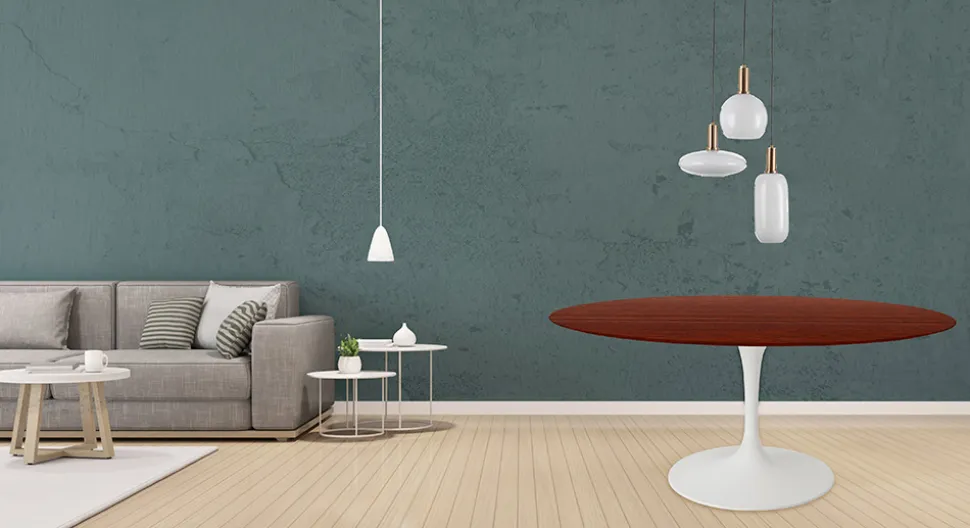 Tavolo Tulip Eero Saarinen H 74 Rotondo in Rovere Tinto Palissandro Made in Italy - Scarlet