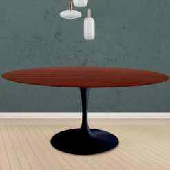 Tavolo Tulip Eero Saarinen H 74 Rotondo in Rovere Tinto Palissandro Made in Italy - Scarlet