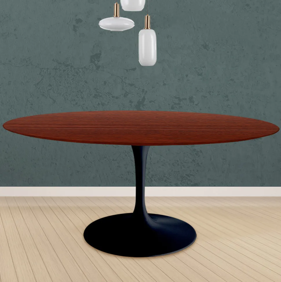 Tavolo Tulip Eero Saarinen H 74 Rotondo in Rovere Tinto Palissandro Made in Italy - Scarlet