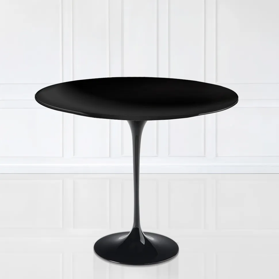 Tavolo Tulip Eero Saarinen H 74 Rotondo in Laminato Liquido Nero Made in Italy - Scarlet