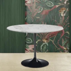 Tavolo Tulip Eero Saarinen H 74 Rotondo in Marmo Arabescato Made in Italy - Scarlet
