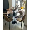 Tavolo Tulip Eero Saarinen H 74 Rotondo in Marmo Nero Marquinia Made in Italy - Scarlet