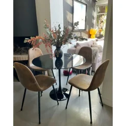 Tavolo Tulip Eero Saarinen H 74 Rotondo in Marmo Nero Marquinia Made in Italy - Scarlet