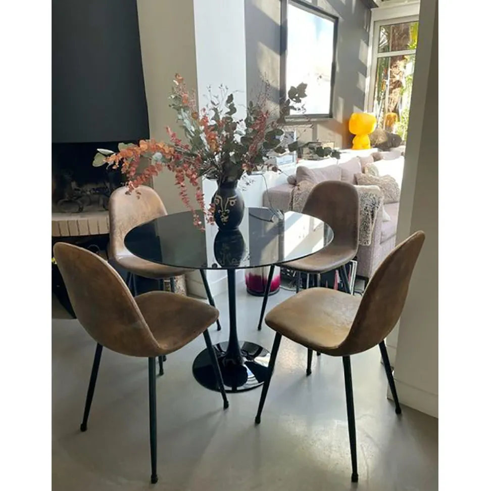 Tavolo Tulip Eero Saarinen H 74 Rotondo in Marmo Nero Marquinia Made in Italy - Scarlet
