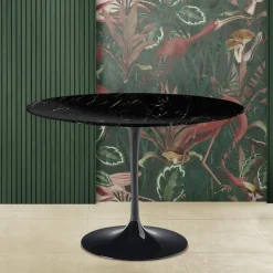 Tavolo Tulip Eero Saarinen H 74 Rotondo in Marmo Nero Marquinia Made in Italy - Scarlet