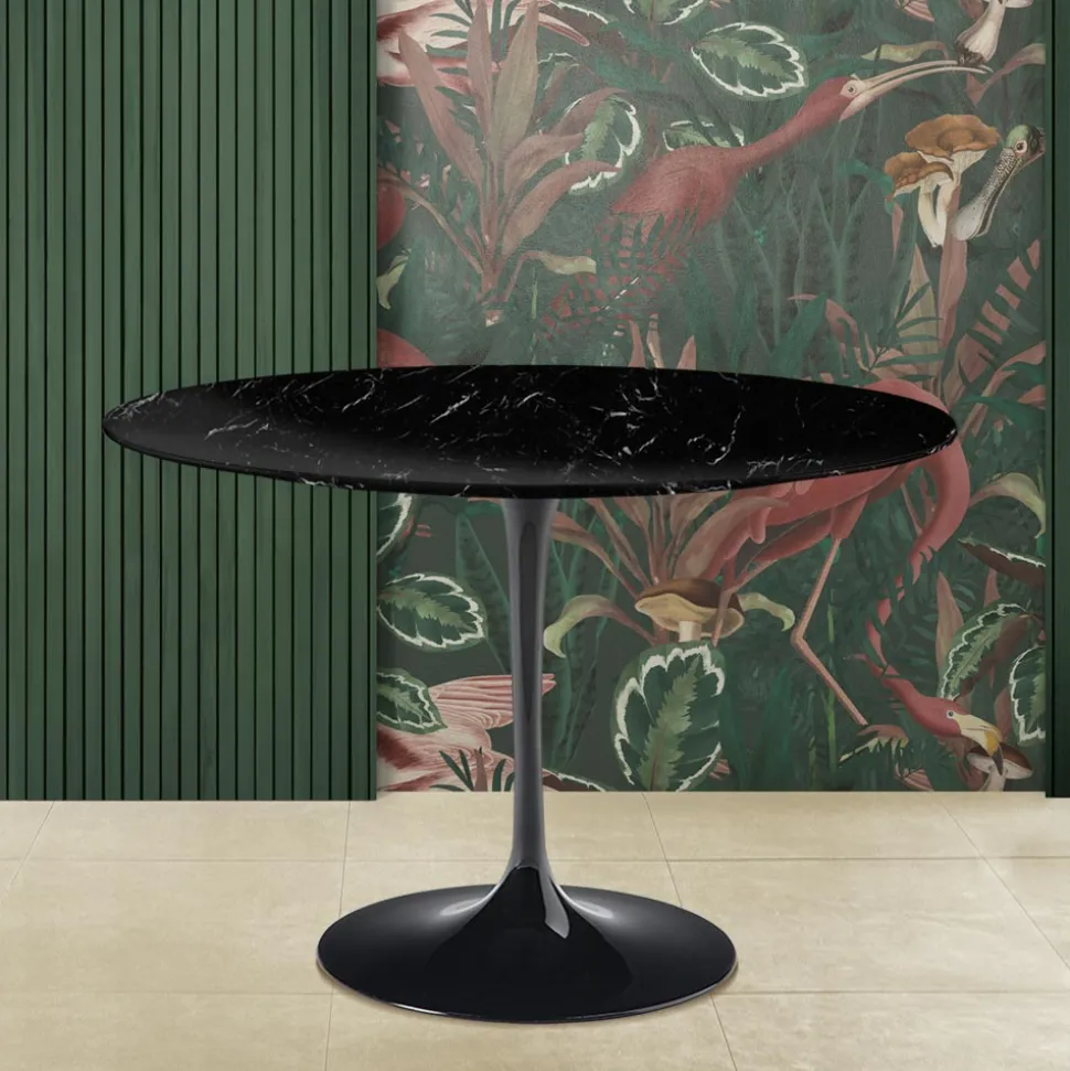 Tavolo Tulip Eero Saarinen H 74 Rotondo in Marmo Nero Marquinia Made in Italy - Scarlet
