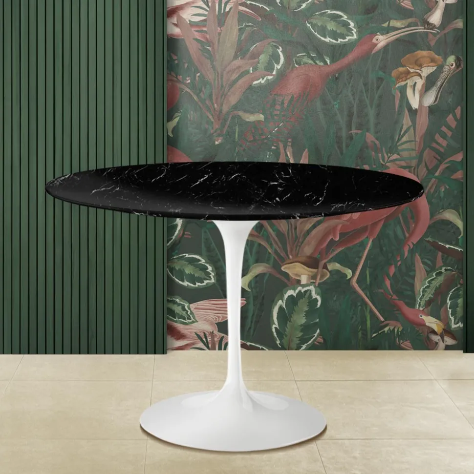 Tavolo Tulip Eero Saarinen H 74 Rotondo in Marmo Nero Marquinia Made in Italy - Scarlet