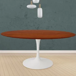 Tavolo Tulip Eero Saarinen H 74 Rotondo in Rovere Tinto Ciliegio Made in Italy - Scarlet