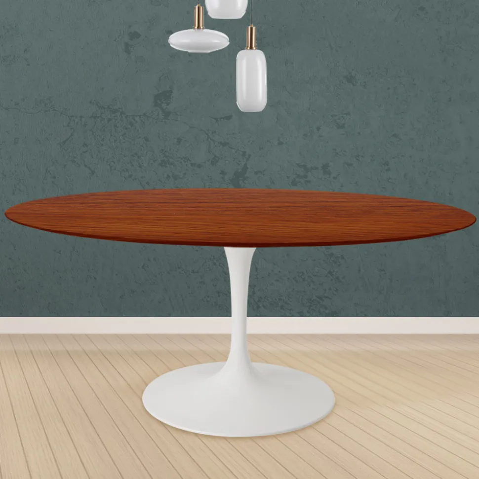 Tavolo Tulip Eero Saarinen H 74 Rotondo in Rovere Tinto Ciliegio Made in Italy - Scarlet