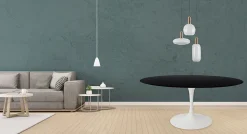Tavolo Tulip Eero Saarinen H 74 Rotondo in Rovere Tinto Nero Made in Italy - Scarlet