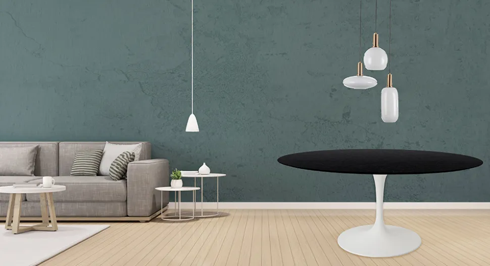Tavolo Tulip Eero Saarinen H 74 Rotondo in Rovere Tinto Nero Made in Italy - Scarlet