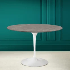 Tavolo Tulip Eero Saarinen H 73 Rotondo in Ceramica Pietra Grey Made in Italy - Scarlet
