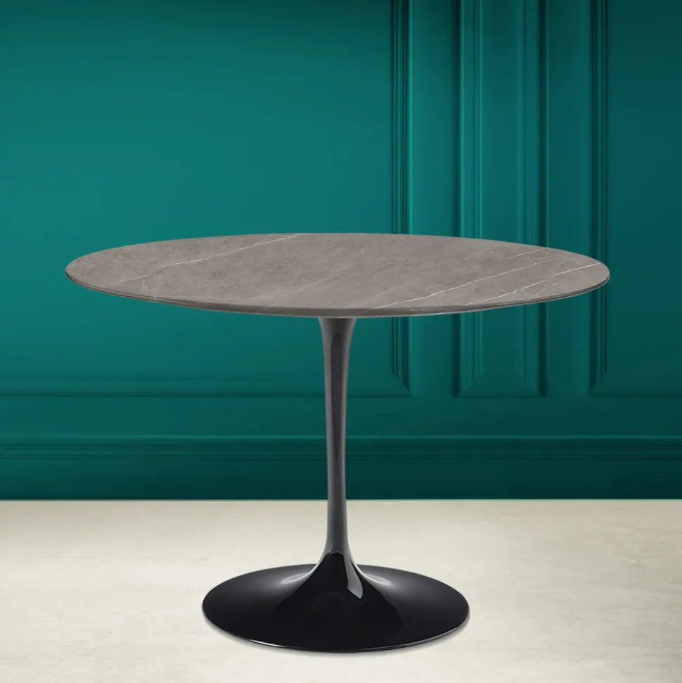 Tavolo Tulip Eero Saarinen H 73 Rotondo in Ceramica Pietra Grey Made in Italy - Scarlet