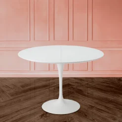 Tavolo Tulip Saarinen H 74 Allungabile in Laminato Liquido Bianco Made in Italy - Scarlet