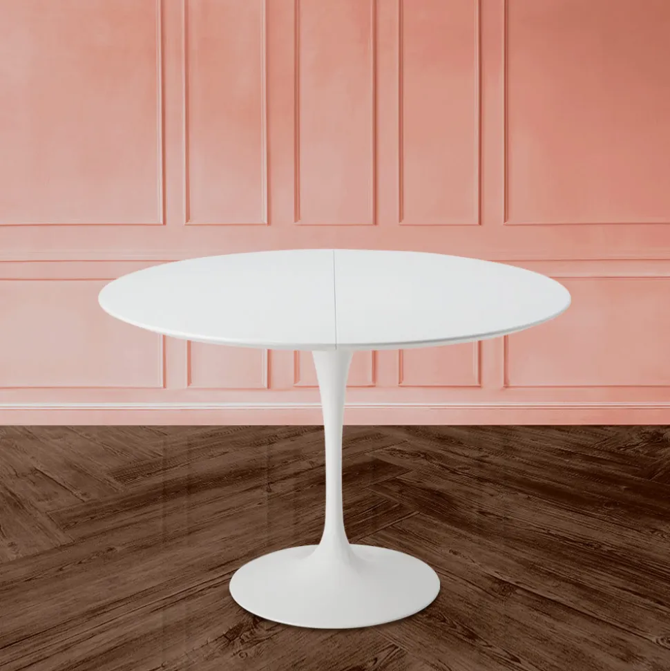 Tavolo Tulip Saarinen H 74 Allungabile in Laminato Liquido Bianco Made in Italy - Scarlet