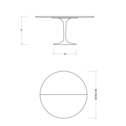 Tavolo Tulip Saarinen H 74 Allungabile in Laminato Liquido Bianco Made in Italy - Scarlet