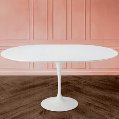 Tavolo Tulip Saarinen H 74 Allungabile in Laminato Liquido Bianco Made in Italy - Scarlet