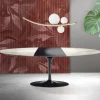 Tavolo Tulip Saarinen H 74 cm Allungabile in Ceramica Florim Calacatta Gold Opaco - Scarlet