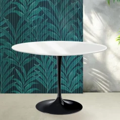 Tavolo Tulip Saarinen H 74 cm in Ceramica Florim Bianco Lucido - Scarlet