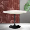 Tavolo Tulip Saarinen H 74 cm in Ceramica Florim Calacatta Gold Opaco - Scarlet