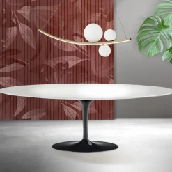 Tavolo Tulip Saarinen H 74 cm in Ceramica Florim Bianca - Scarlet