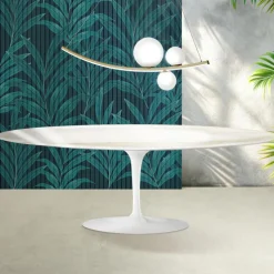 Tavolo Tulip Saarinen H 74 cm in Ceramica Florim Calacatta Gold Lucido - Scarlet