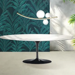 Tavolo Tulip Saarinen H 74 cm in Ceramica Florim Statuario Lucido - Scarlet