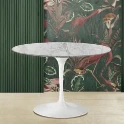 Tavolo Tulip Saarinen H 74 con Piano Rotondo in Marmo Arabescato Made in Italia - Scarlet