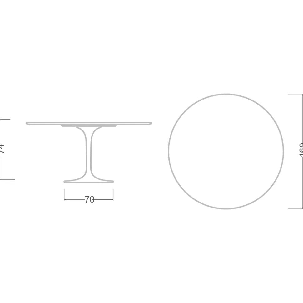 Tavolo Tulip Saarinen H 74 con Piano Rotondo in Marmo Nero Marquinia Made in Italy - Scarlet