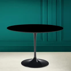 Tavolo Tulip Saarinen H 73 Rotondo in Ceramica Nero Assoluto Made in Italy - Scarlet