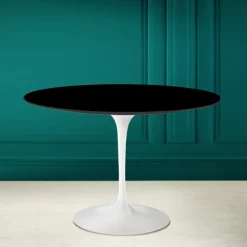 Tavolo Tulip Saarinen H 73 Rotondo in Ceramica Nero Assoluto Made in Italy - Scarlet