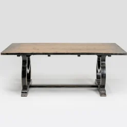 Tavolo 200x100 cm in Legno di Pino e Base in Finitura Wash Antichizzato - Aieta