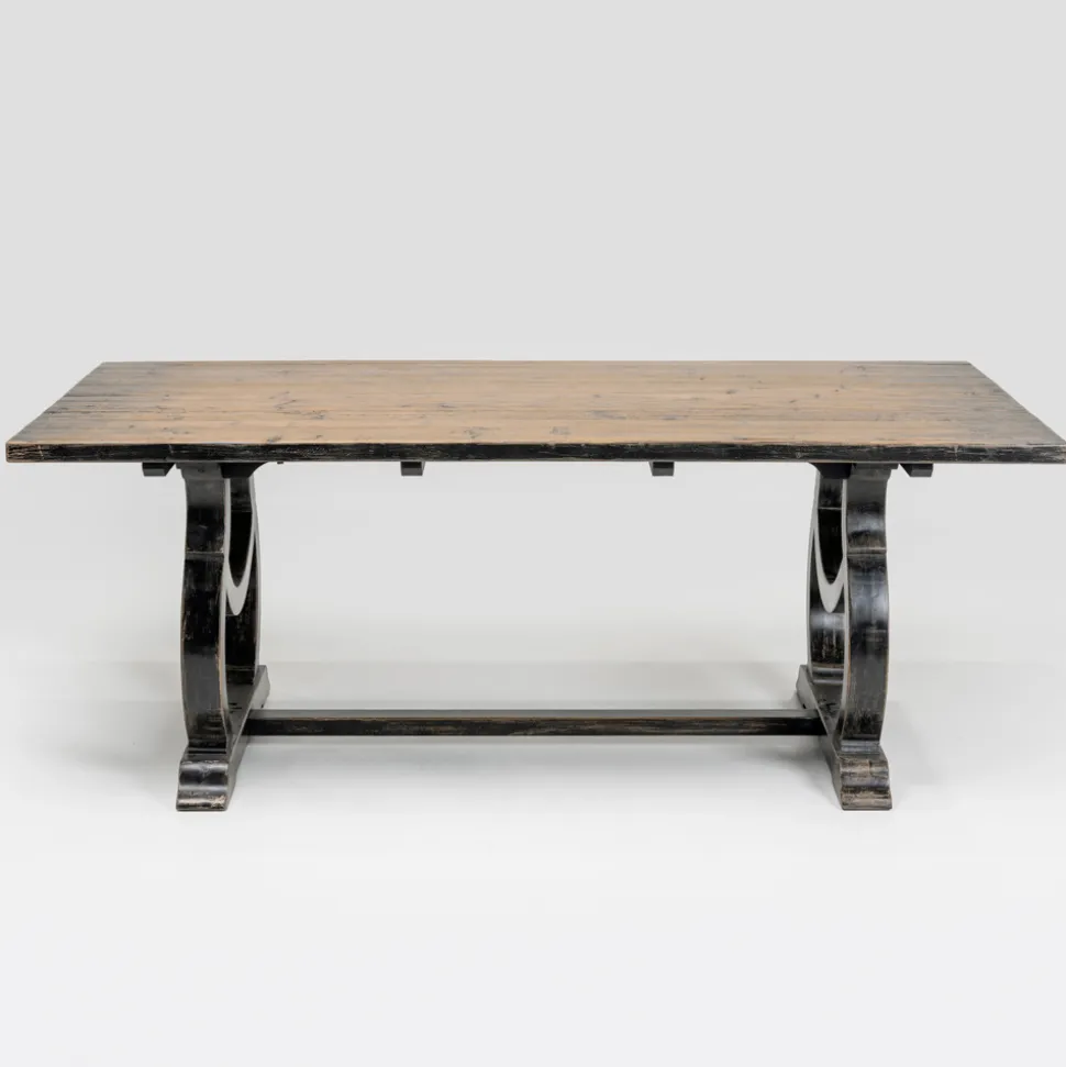 Tavolo 200x100 cm in Legno di Pino e Base in Finitura Wash Antichizzato - Aieta
