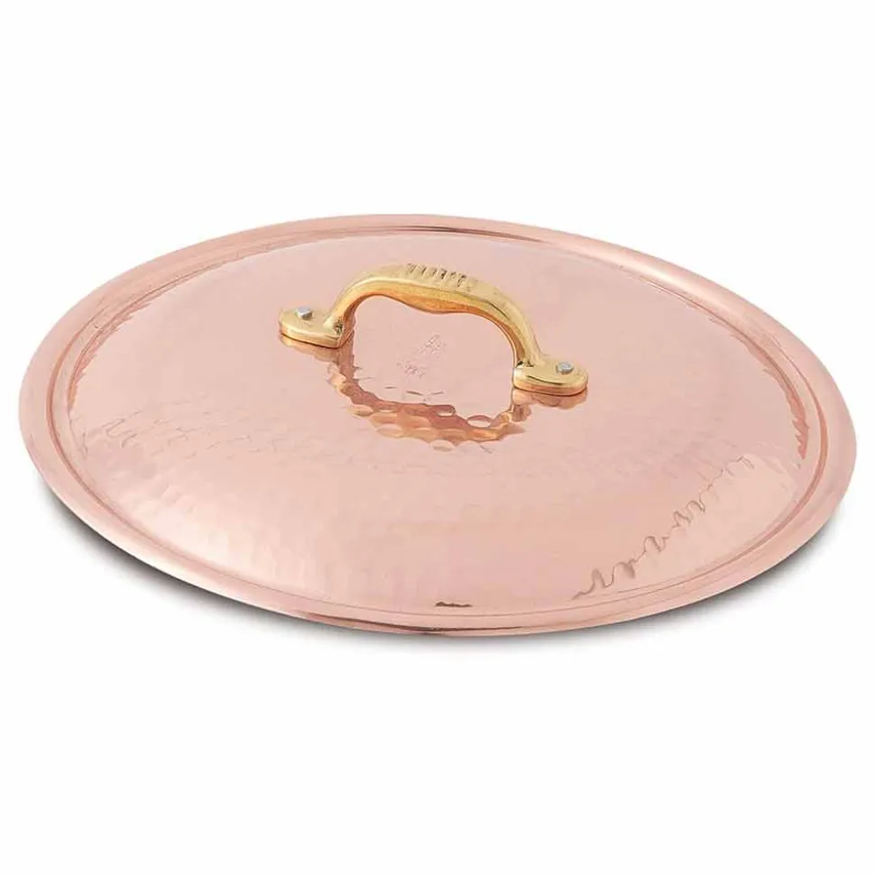Tegame a 2 Manici in Rame Stagnato a Mano Tondo e Coperchio 36 cm - Giangiorgio