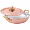 Tegame in Rame Stagnato a Mano Design Tondo con Coperchio 24 cm - Mariastella