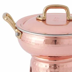 Tegamino Bombato per Salsa in Rame Stagnato a Mano Base e Coperchio - Gianmatteo
