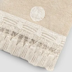 Telo Bagno in Spugna di Cotone con Pizzo Nappine Lusso Italiano - Arafico