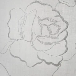 Tenda Bianca in Garza di Lino e Organza con Ricamo di Rose Elegante - Mariarosa