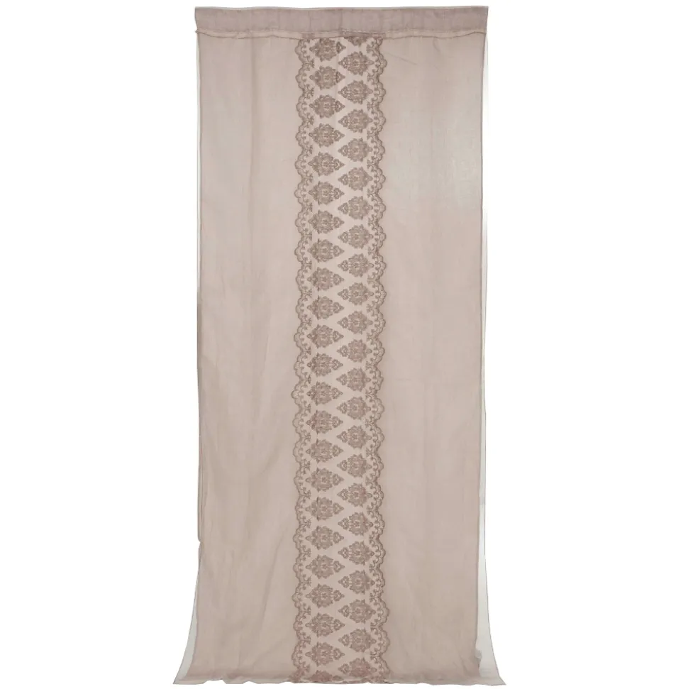 Tenda di Lino Leggero con Organza e Ricamo Gotico al Centro di Lusso - Marinella