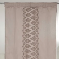 Tenda di Lino Leggero con Organza e Ricamo Gotico al Centro di Lusso - Marinella