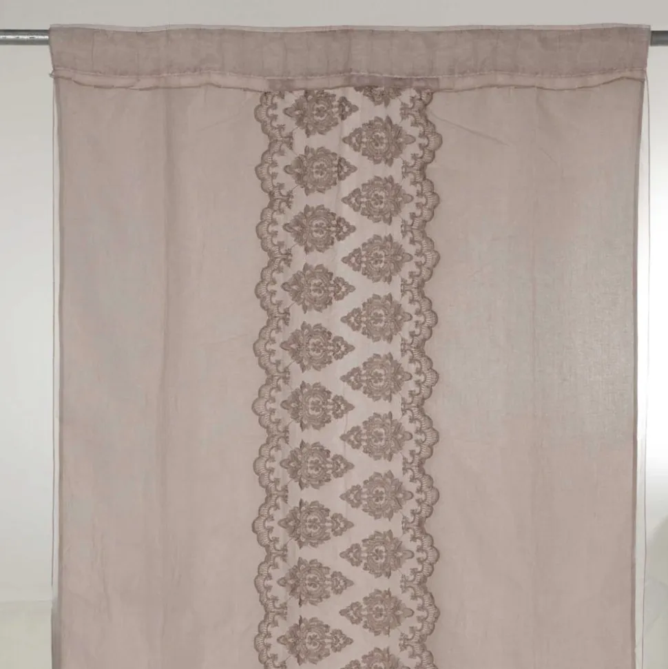 Tenda di Lino Leggero con Organza e Ricamo Gotico al Centro di Lusso - Marinella