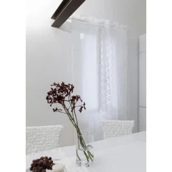 Tenda di Lino Retro Leggero con Organza e Ricamo di Lusso Italiano - Marinella