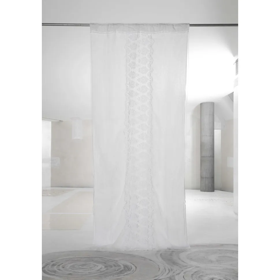 Tenda di Lino Retro Leggero con Organza e Ricamo di Lusso Italiano - Marinella