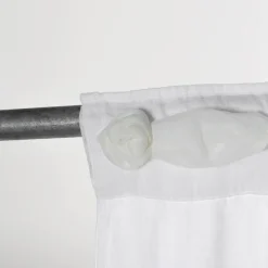 Tenda in Lino Bianco con Organza e Ricamo Design Shabby Made in Italy - Marpessa