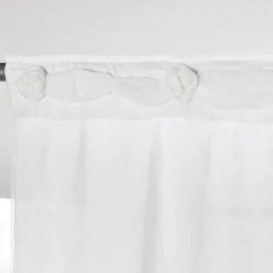 Tenda in Lino Bianco con Organza e Ricamo Design Shabby Made in Italy - Marpessa