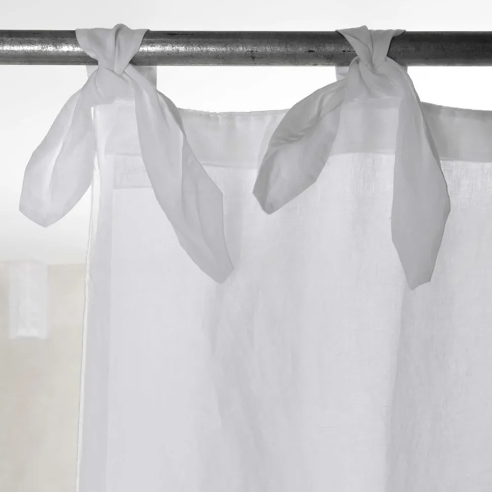 Tenda in Lino Leggero Bianco o Retrò e Organza con Laccetti di Lusso - Karnak