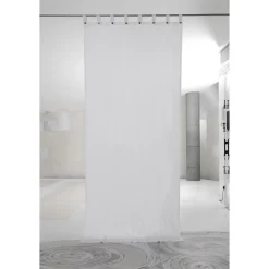 Tenda in Lino Pesante Bianco con Bottoni Qualità Italiana di Lusso - Gorgia