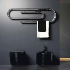 Termoarredo design graffetta elettrico con finitura cromata Scirocco H