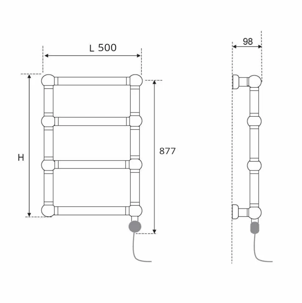 Termoarredo Elettrico Classico in Ottone Cromo o Oro a 200 W - Caesar