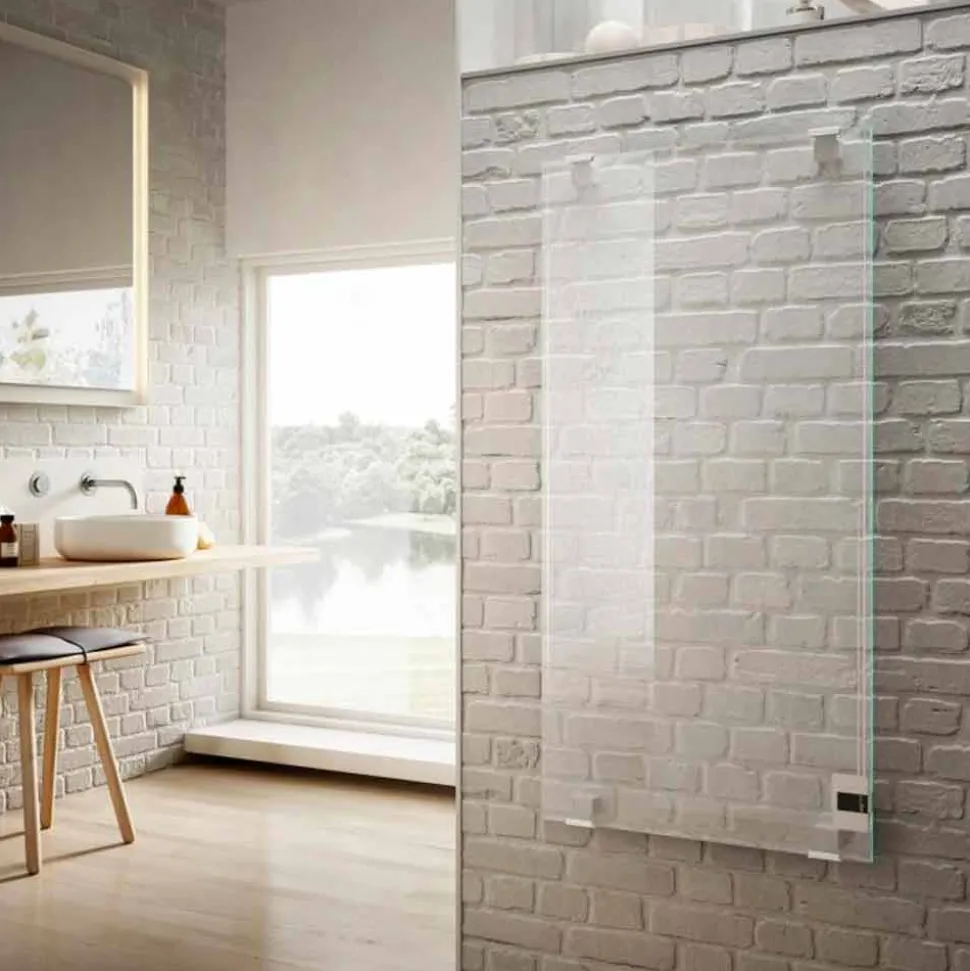 Termoarredo elettrico di design in vetro trasparente Star,made in Italy